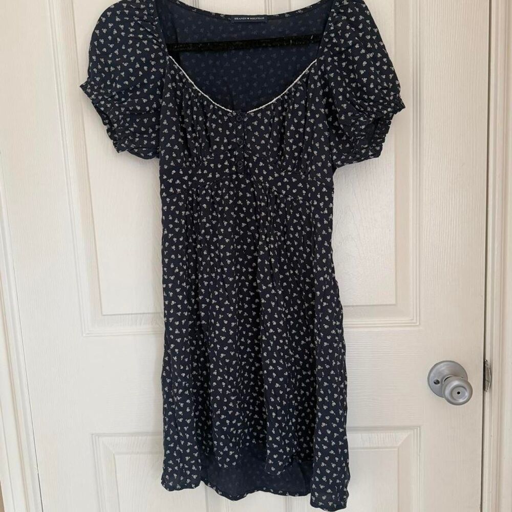 Brandy-melville Women's Navy and Blue Dress